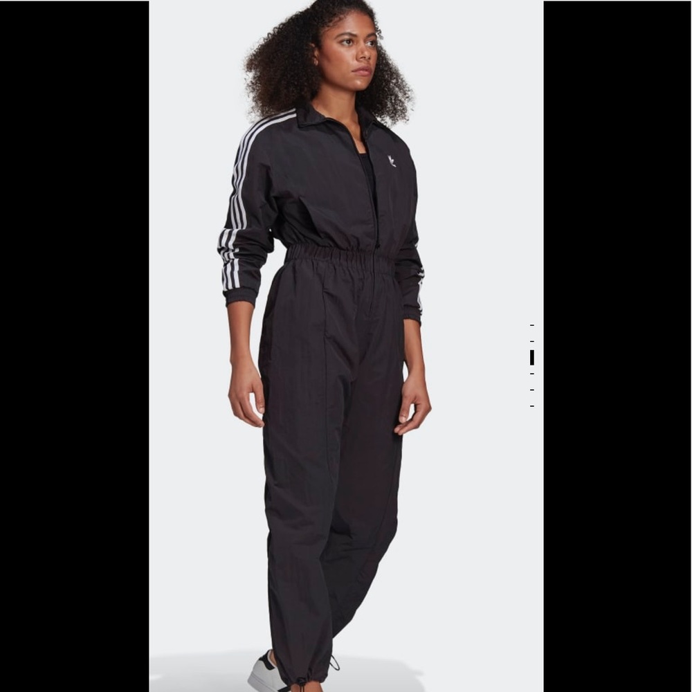 adidas Black Jumpsuit with White Stripes